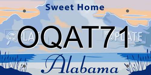 OQAT71 Alabama License Plate