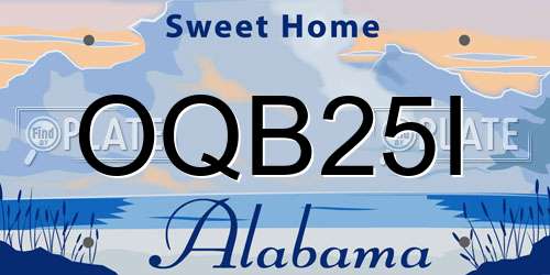 OQB25I Alabama License Plate