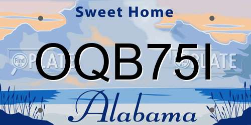 OQB75I Alabama License Plate