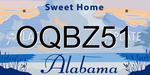 OQBZ51 Alabama License Plate
