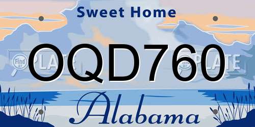 OQD760 Alabama License Plate
