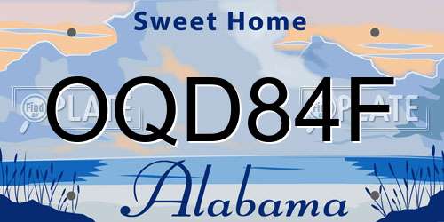 OQD84F Alabama License Plate
