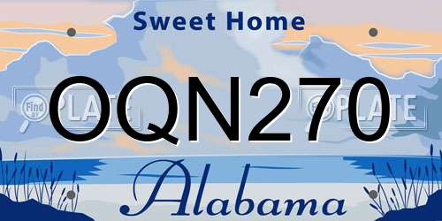 OQN270 Alabama License Plate
