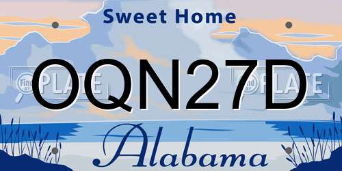 OQN27D Alabama License Plate