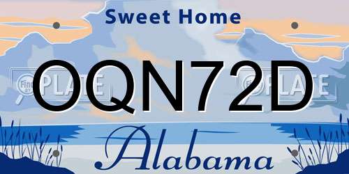 OQN72D Alabama License Plate