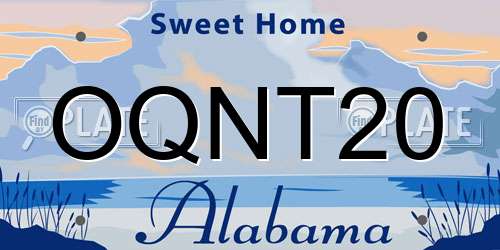 OQNT20 Alabama License Plate
