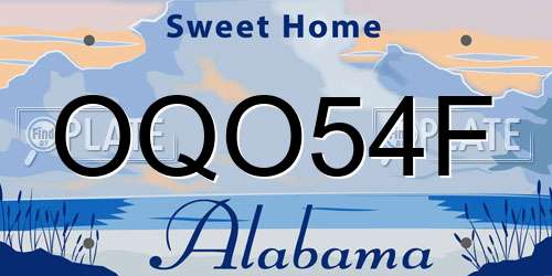 OQO54F Alabama License Plate