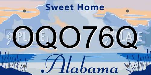 OQO76Q Alabama License Plate