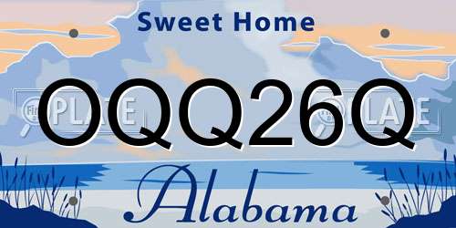 OQQ26Q Alabama License Plate