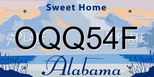OQQ54F Alabama License Plate