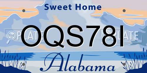 OQS78I Alabama License Plate