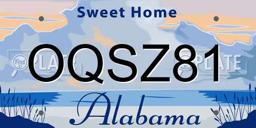 OQSZ81 Alabama License Plate