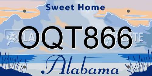 OQT866 Alabama License Plate