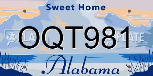 OQT981 Alabama License Plate