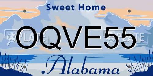 OQVE55 Alabama License Plate