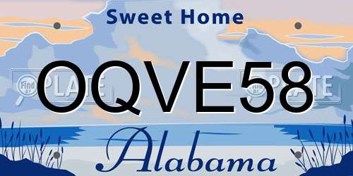 OQVE58 Alabama License Plate