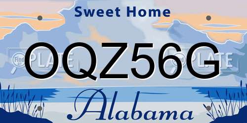 OQZ56G Alabama License Plate