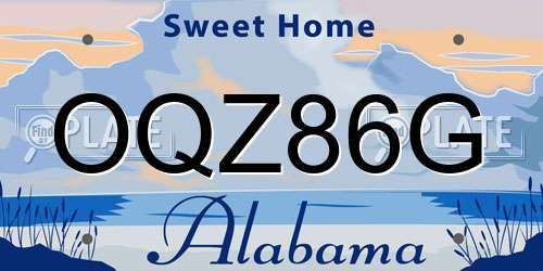 OQZ86G Alabama License Plate