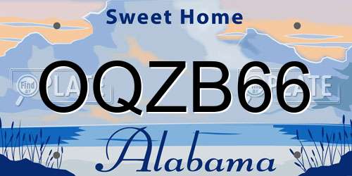 OQZB66 Alabama License Plate