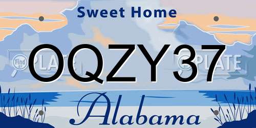 OQZY37 Alabama License Plate