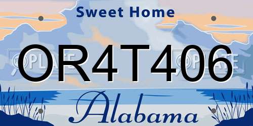 OR4T406 Alabama License Plate