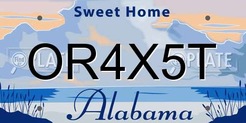 OR4X5T Alabama License Plate