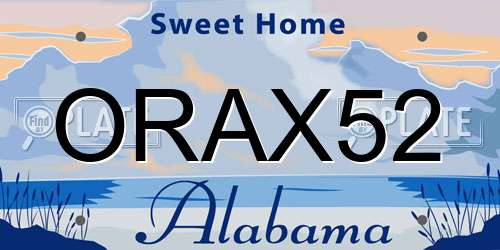 ORAX52 Alabama License Plate