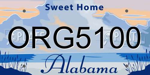 ORG5100 Alabama License Plate