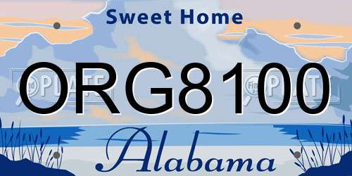 ORG8100 Alabama License Plate