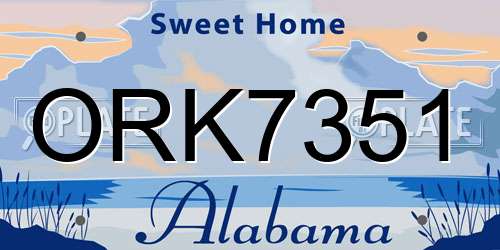 ORK7351 Alabama License Plate