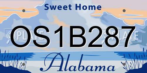 OS1B287 Alabama License Plate