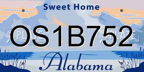 OS1B752 Alabama License Plate