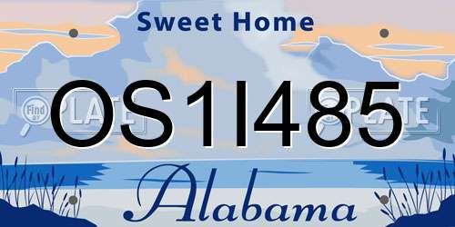 OS1I485 Alabama License Plate
