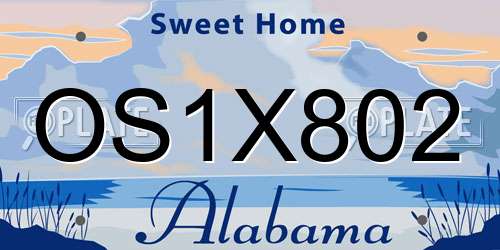 OS1X802 Alabama License Plate