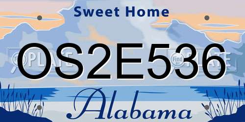 OS2E536 Alabama License Plate