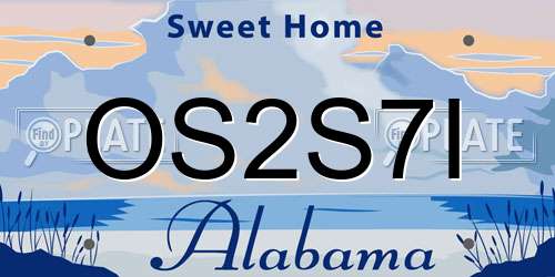 OS2S7I Alabama License Plate