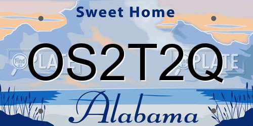 OS2T2Q Alabama License Plate