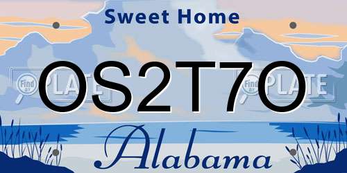 OS2T7O Alabama License Plate