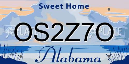 OS2Z7O Alabama License Plate