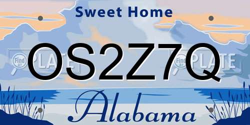OS2Z7Q Alabama License Plate