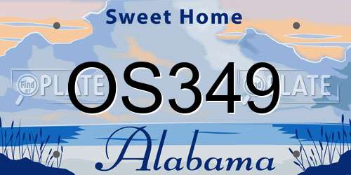 OS349 Alabama License Plate