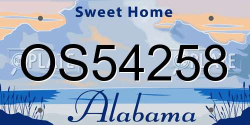 OS54258 Alabama License Plate