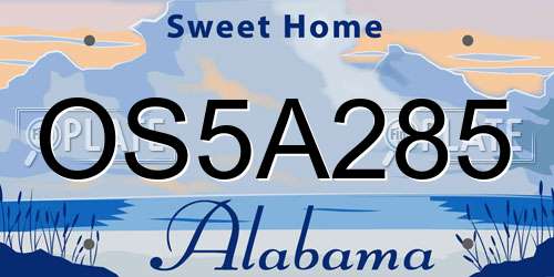 OS5A285 Alabama License Plate