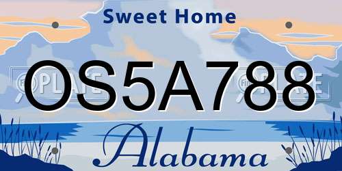 OS5A788 Alabama License Plate