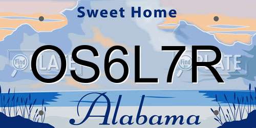 OS6L7R Alabama License Plate