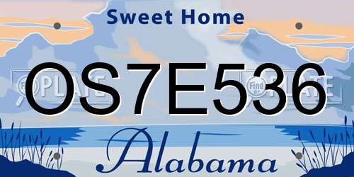 OS7E536 Alabama License Plate