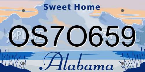 OS7O659 Alabama License Plate