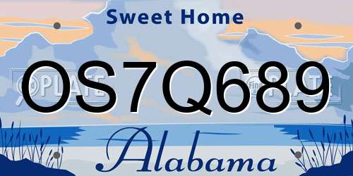 OS7Q689 Alabama License Plate