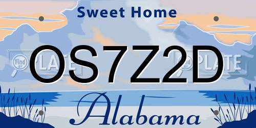 OS7Z2D Alabama License Plate