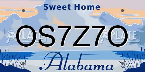 OS7Z7O Alabama License Plate